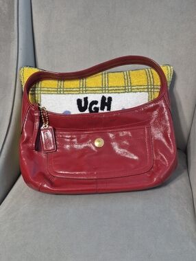 COACH Vintage Red Patent Leather Shoulder Bag - Classic Women's Hobo